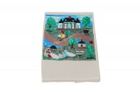 A Day at Melrose Plantation Hand Embroidered Linen Tea Towel