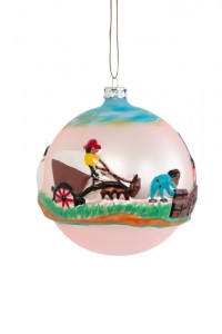 Clementine Hunter Cotton Mural Round Ball Christmas Ornament